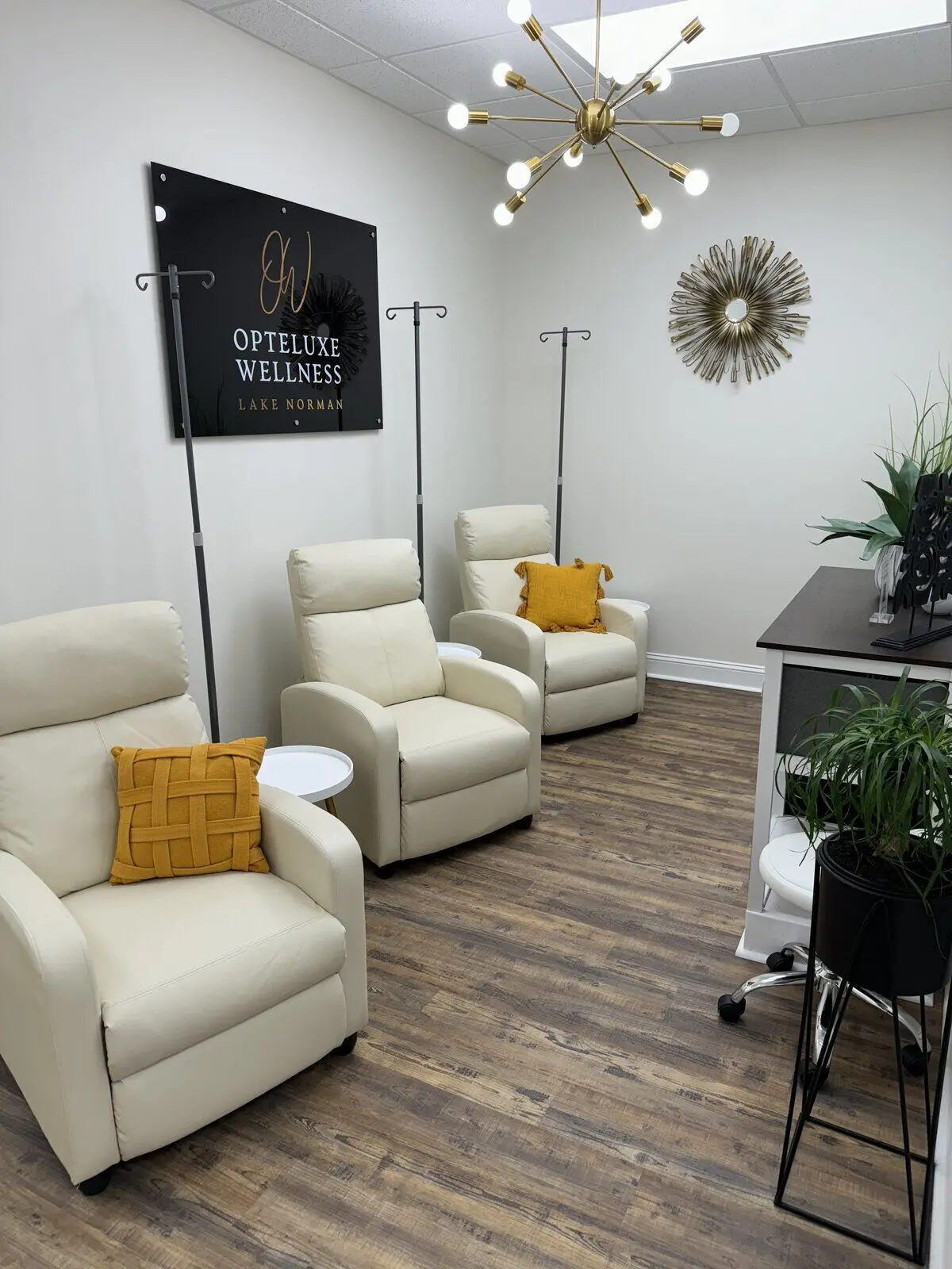 Opteluxe Wellness IV Hydration lounge with plush recliners